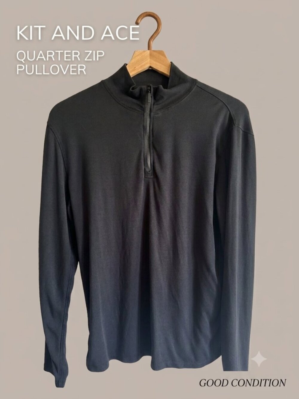 Kit and Ace Black Quarter-Zip Performance Pullover Mock Neck GC